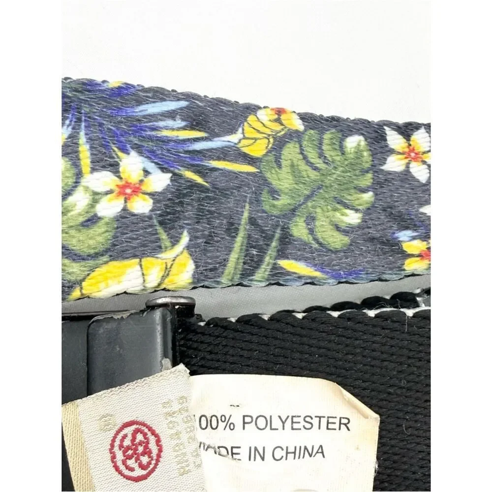 Stussy Navy Blue Yellow Tropical Floral Adjustable Nylon Unisex Belt